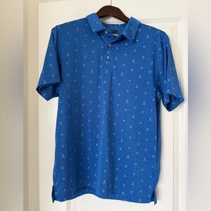 PGA Tour Blue Polo Shirt with Subtle Pattern
